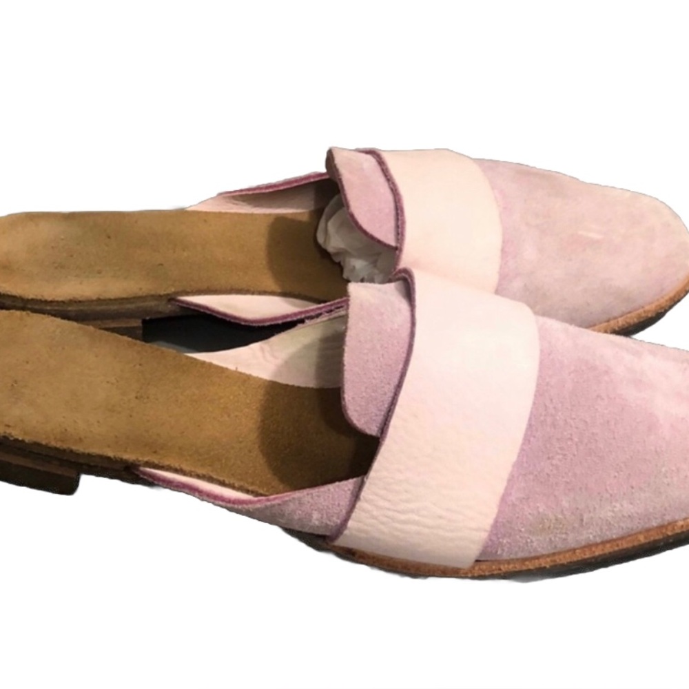 U-Dot Pink Leather Mule Slides. Size 8US.